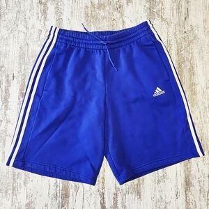 Adidas Mens Size Large Tall LT 3 Stripe Fleece Shorts Semi Lucid Blue w White